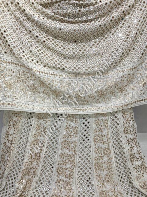 Aks -Mirror Anarkali of Lucknowi Chikankari