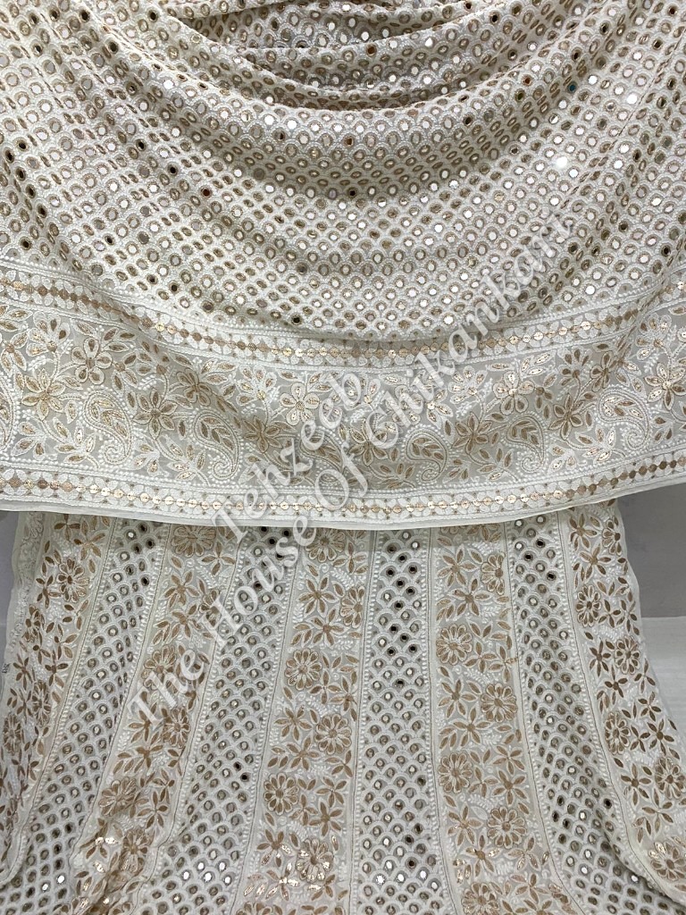 Aks -Mirror Anarkali of Lucknowi Chikankari