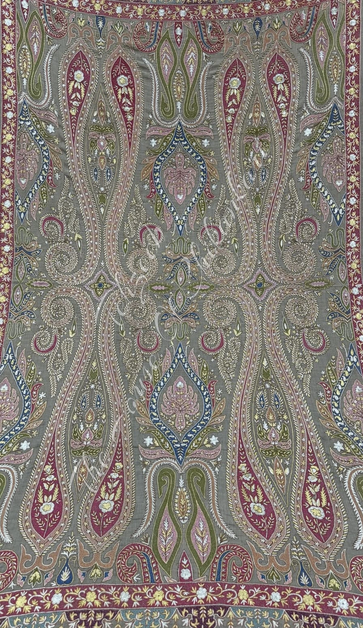 Antique Jamawar Kashmiri Pashmina Shawl, detail 2