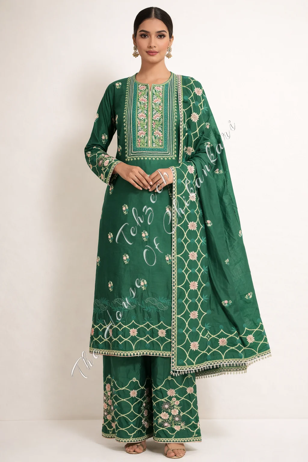 Awadhi Elegance - Pure Silk Lucknowi Chikankari Sharara Suit