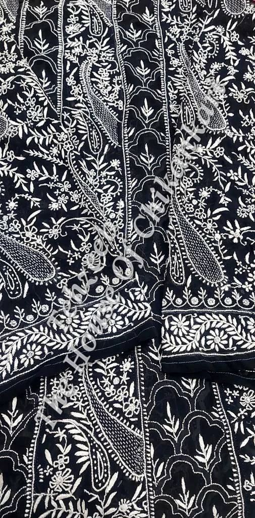 Black & White Ek Taar Chikankari Anarkali, detail 2