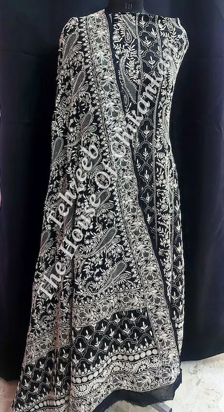 Black & White Ek Taar Chikankari Anarkali, detail 3