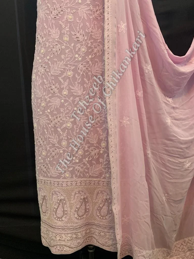 Blush Pink Chikankari Suit, detail 2