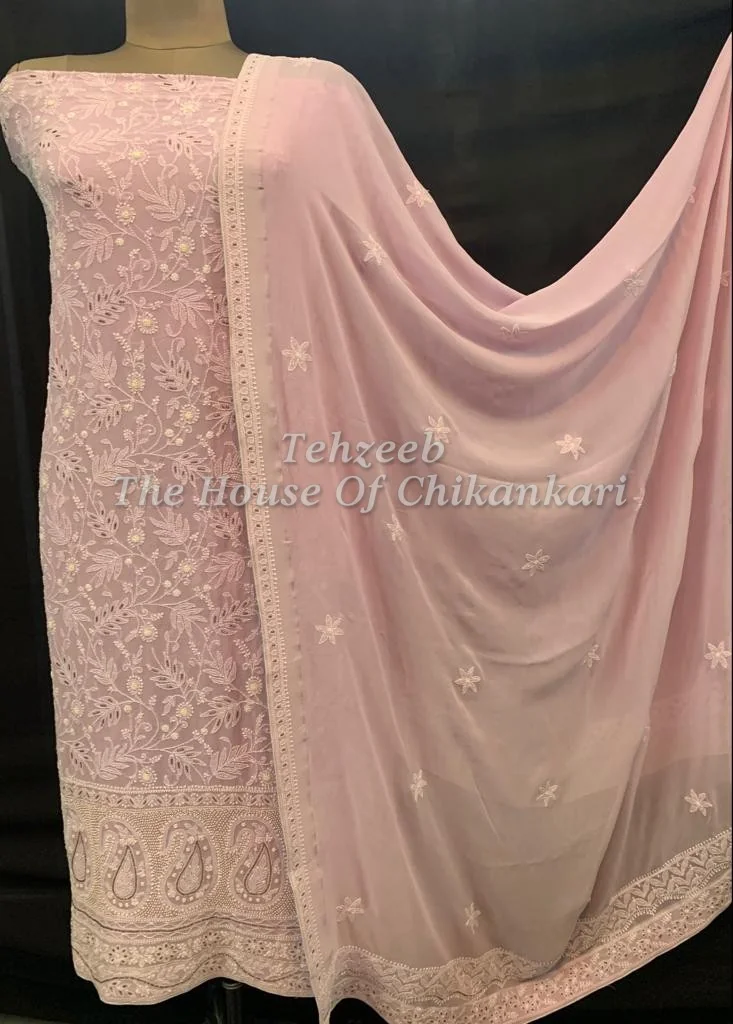 Blush Pink Chikankari Suit, detail 3