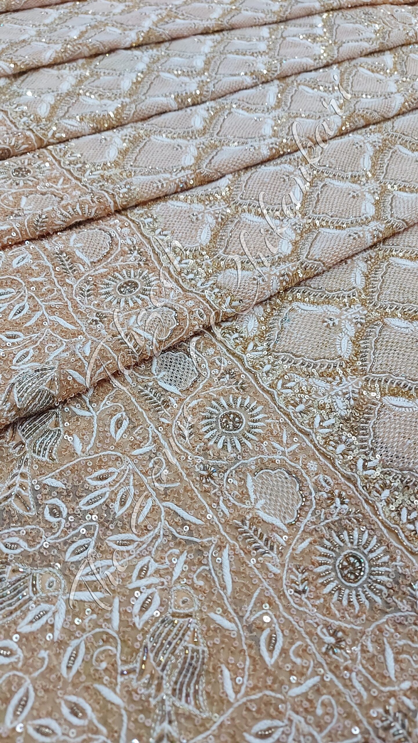Bulbul Chashm - A Bridal Dream Realized - Ek Taar Chikankari, detail 3