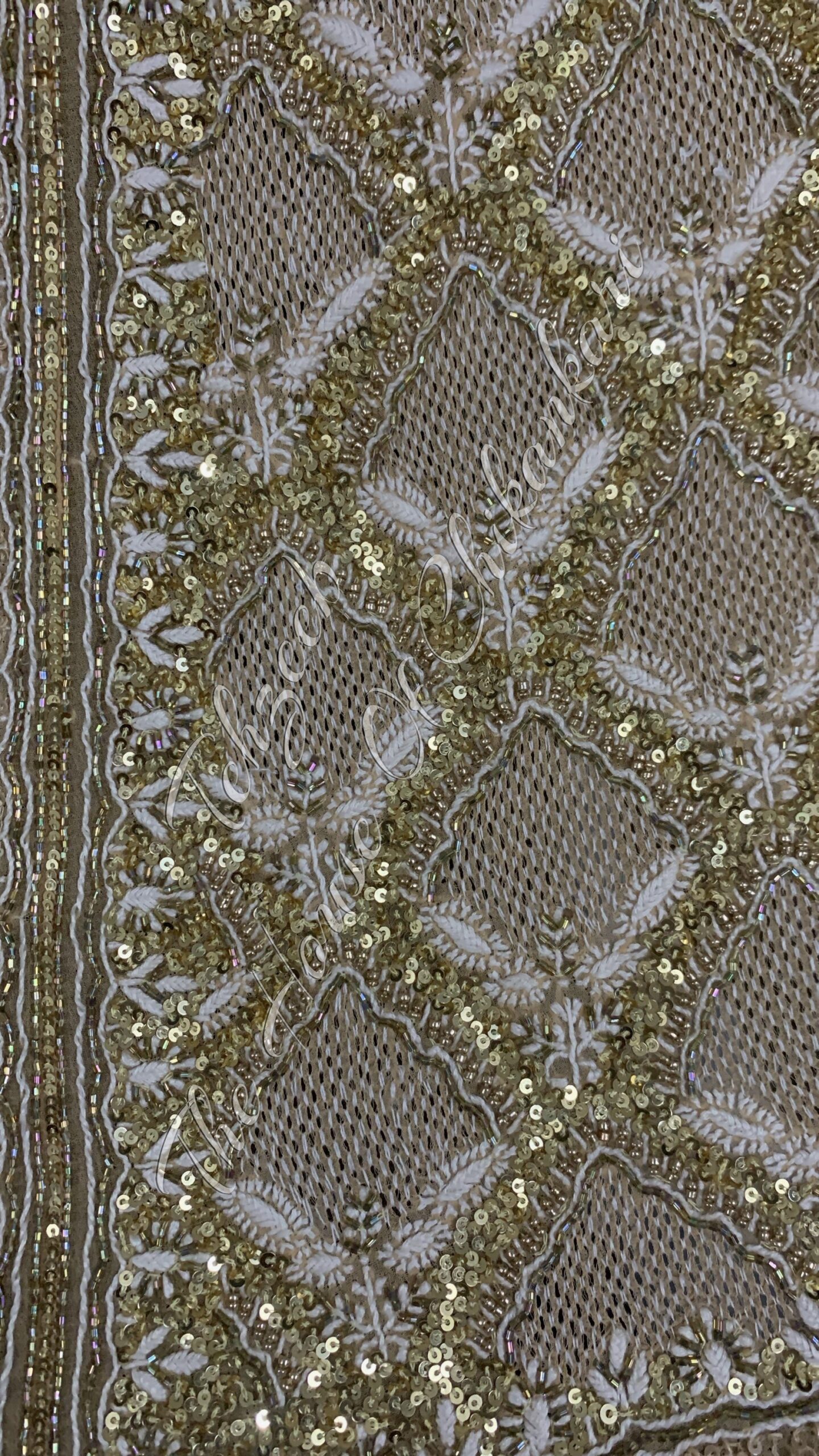 Bulbul Chashm - A Bridal Dream Realized - Ek Taar Chikankari, detail 4