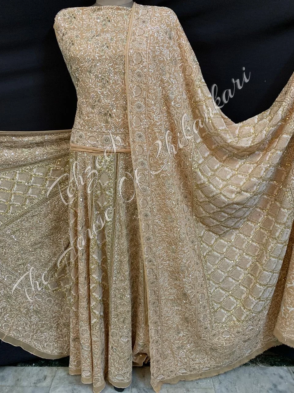 Bulbul Chashm - A Bridal Dream Realized - Ek Taar Chikankari, detail 5