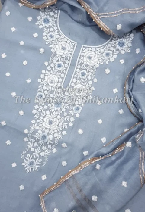Chanderi Chikankari Parsi Suit