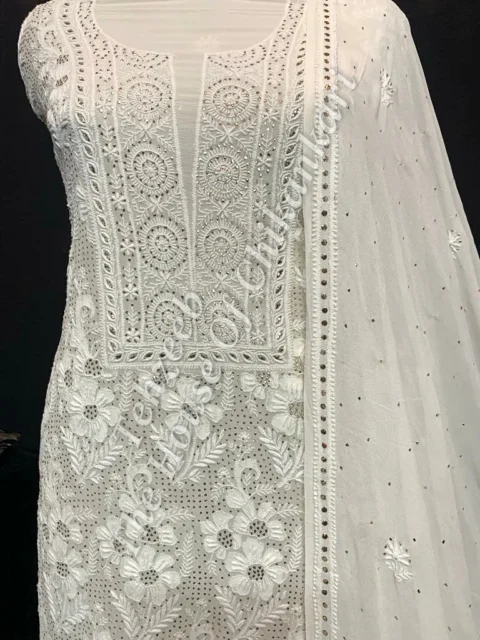 Designer 3D Floral - Ek-Taar Mukaish Kamdani Chikankari Suit