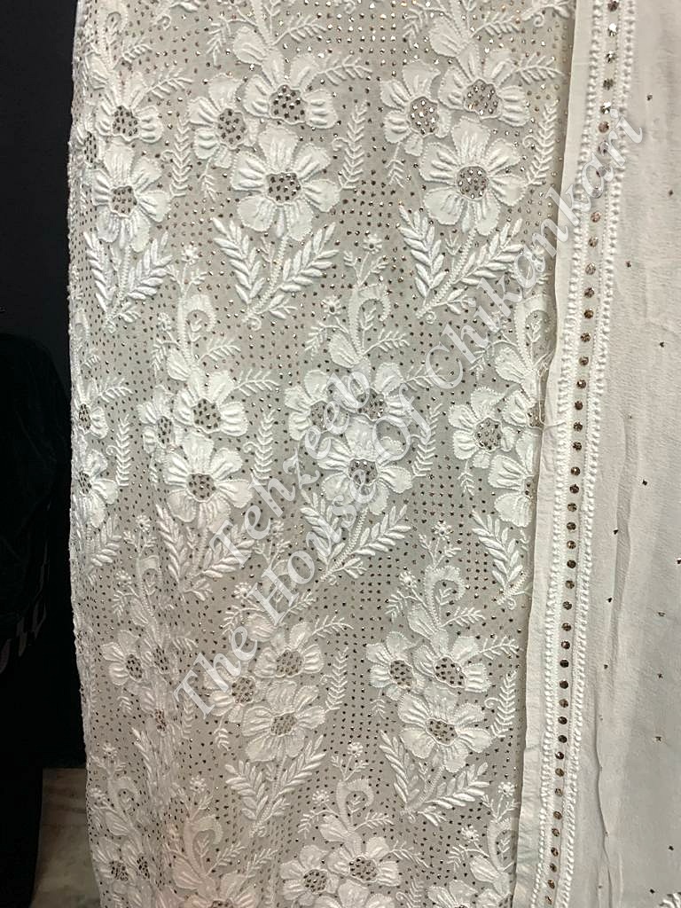 Designer 3D Floral - Ek-Taar Mukaish Kamdani Chikankari Suit, detail 3