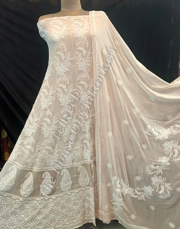 Designer Kasab Paani Chikankari Anarkali, detail 2
