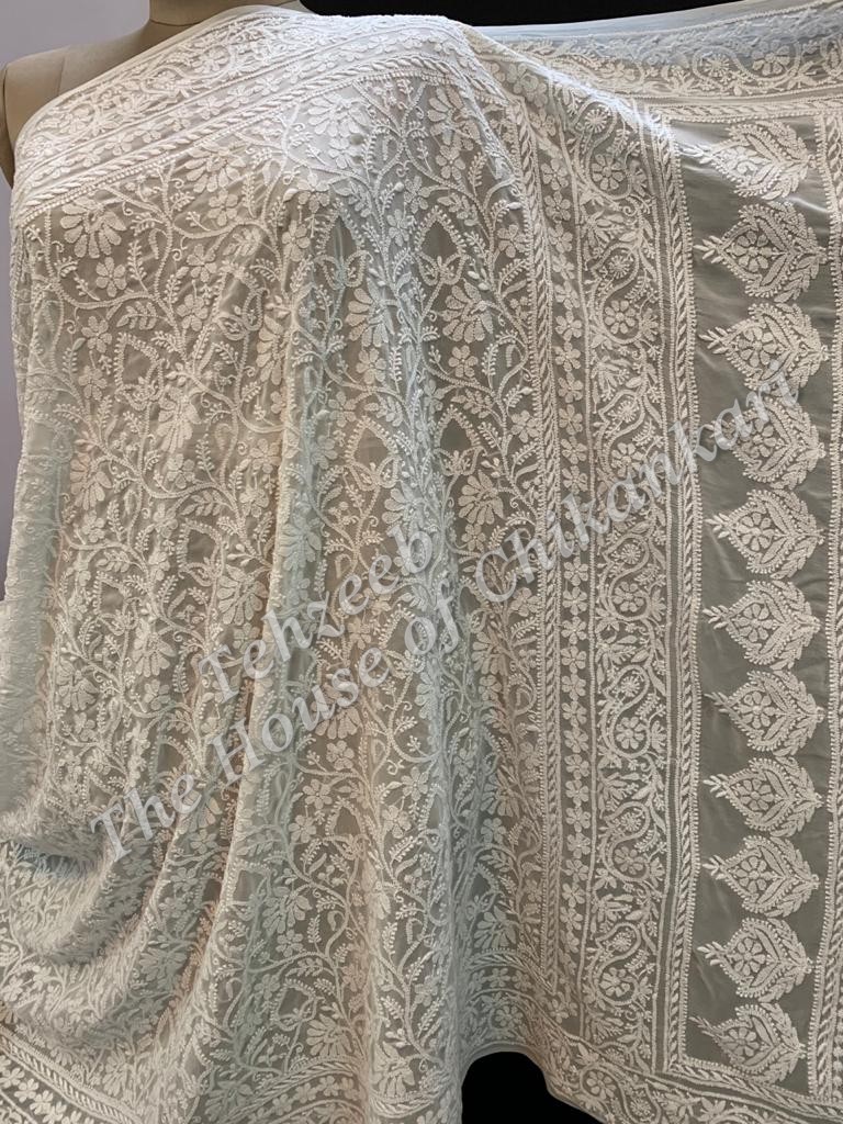 Designer Do Taar Chikankari Saree