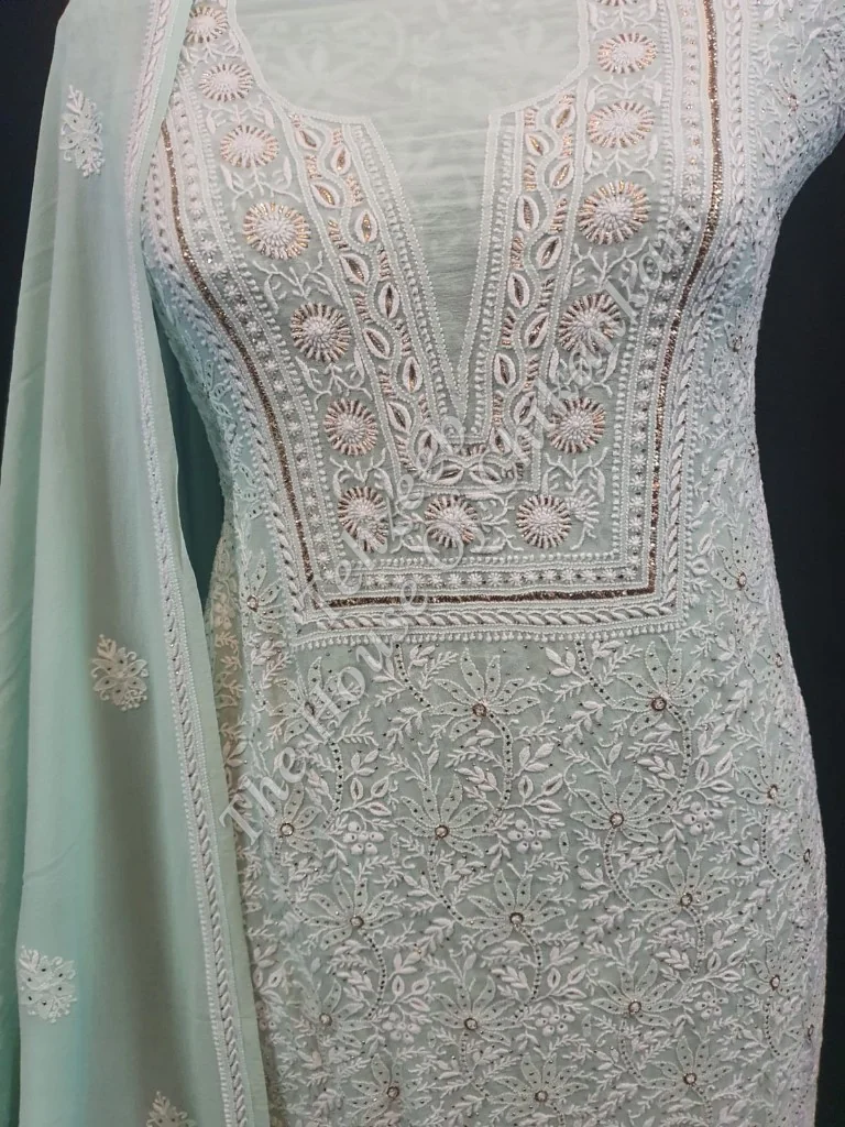Designer Do Taar Mukaish Chikankari Suit