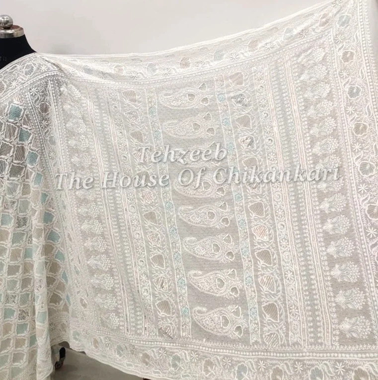 Designer Ek Taar Chikankari Saree, detail 2