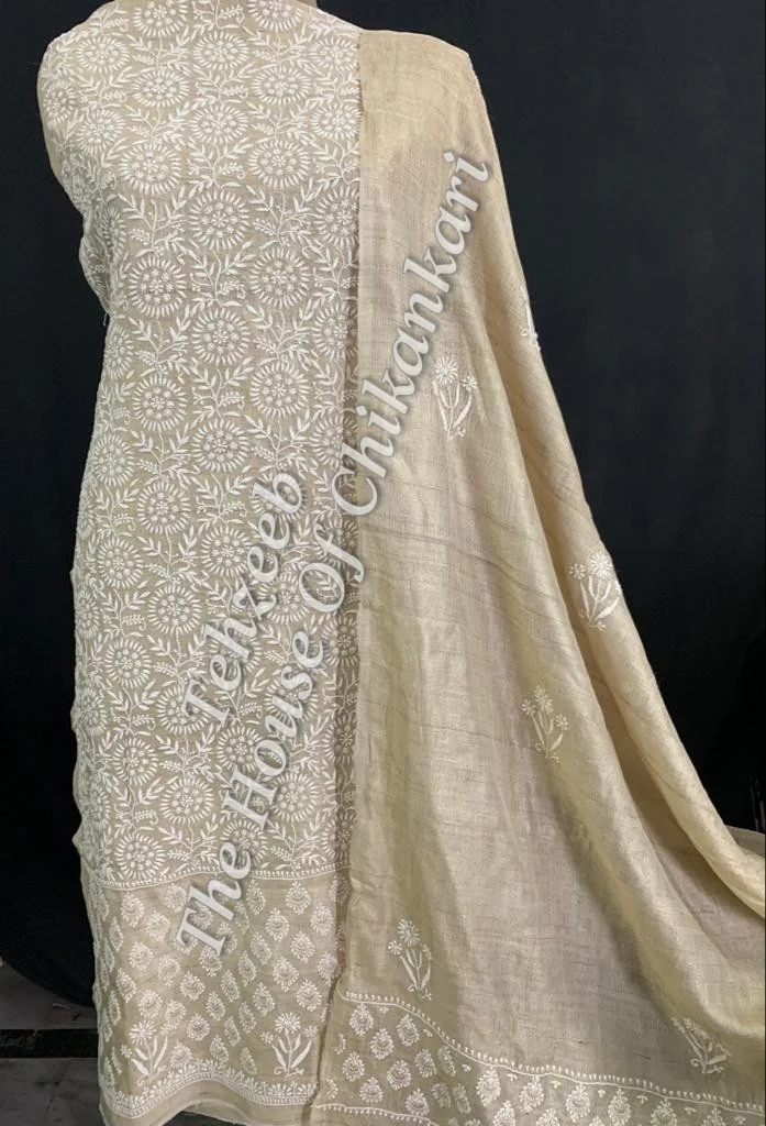 Designer Ek Taar Pure Silk Chikankari Suit