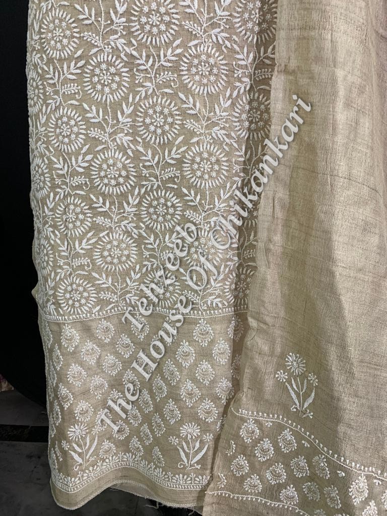 Designer Ek Taar Pure Silk Chikankari Suit, detail 2