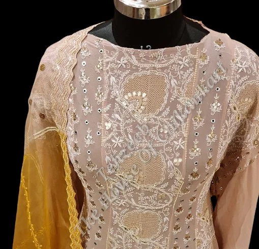 Designer Haath Jaal Chikankari Anarkali, detail 2