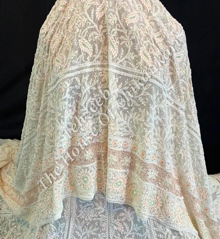 Designer Lucknowi Chikankari Lehenga, detail 2