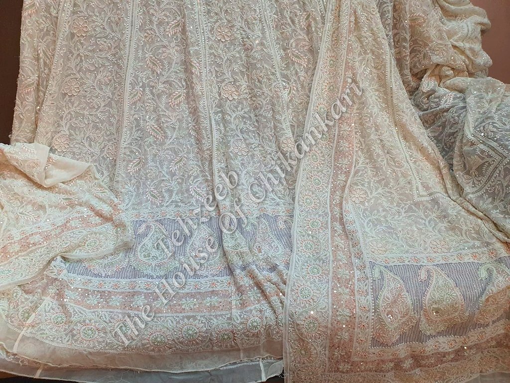 Designer Lucknowi Chikankari Lehenga, detail 3