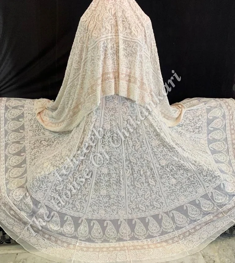 Designer Lucknowi Chikankari Lehenga, detail 4