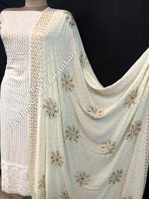 Designer Mukaish Kamdani Lucknowi Suit