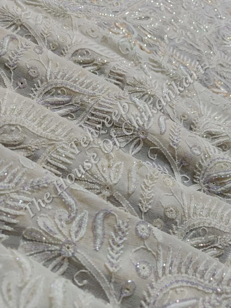 Designer Teen Taar Chikankari Suit, detail 3