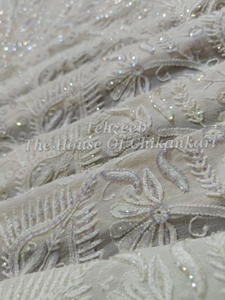 Designer Teen Taar Chikankari Suit, detail 4
