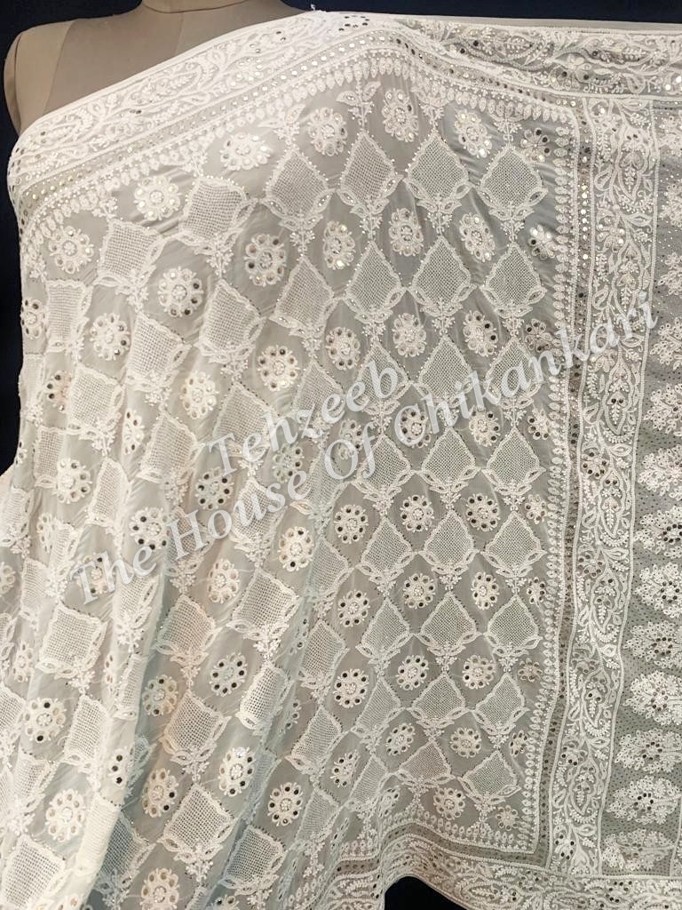 Designer & Unique Haath Jaal Saree of Mukaish Kamdani