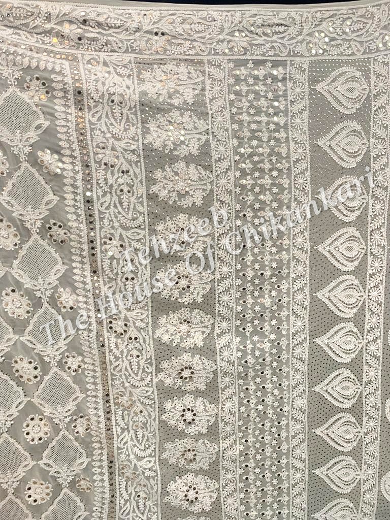 Designer & Unique Haath Jaal Saree of Mukaish Kamdani, detail 3