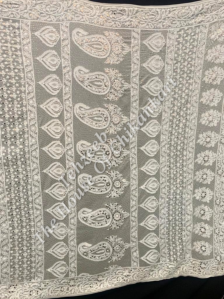 Designer & Unique Haath Jaal Saree of Mukaish Kamdani, detail 4