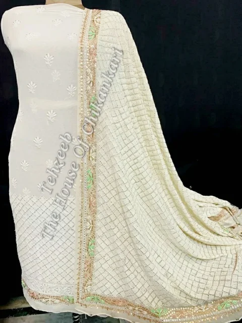 Designer Zardosi Ek-Taar Mukaish Kamdani Chikankari Suit