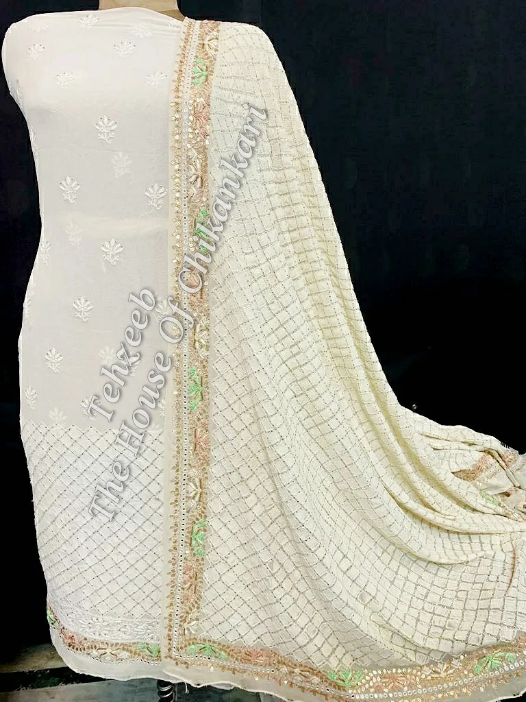 Designer Zardosi Ek-Taar Mukaish Kamdani Chikankari Suit