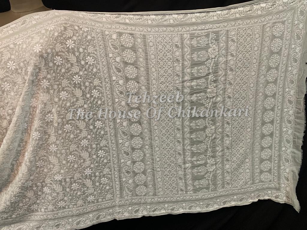 Do Taar Lucknowi Chikankari Saree, detail 2