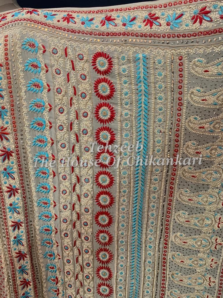 Do - Taar Lucknowi Chikankari Saree, detail 2