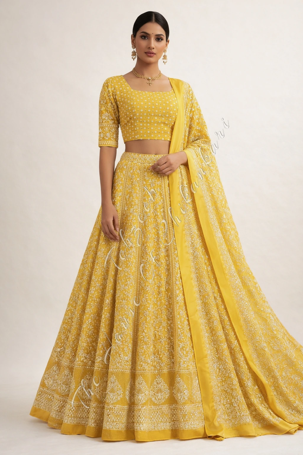 Do Taar Silk Chikankari Lehenga Set