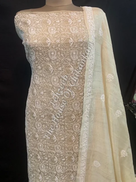 Ek Taar Chikankari Khadi Silk Suit