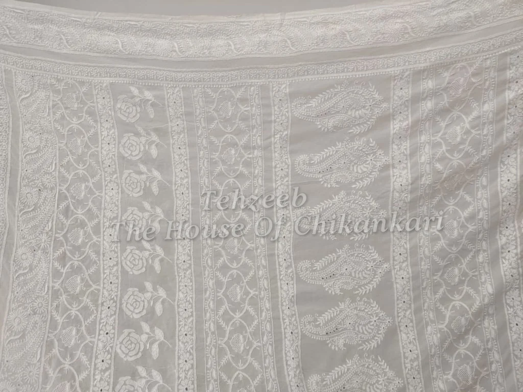 Ek Taar Lucknow Chikan Saree, detail 2