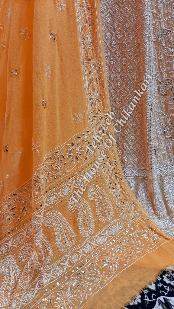 Ek Taar Mukaish Badla Kamdani Chikankari Lehenga, detail 2