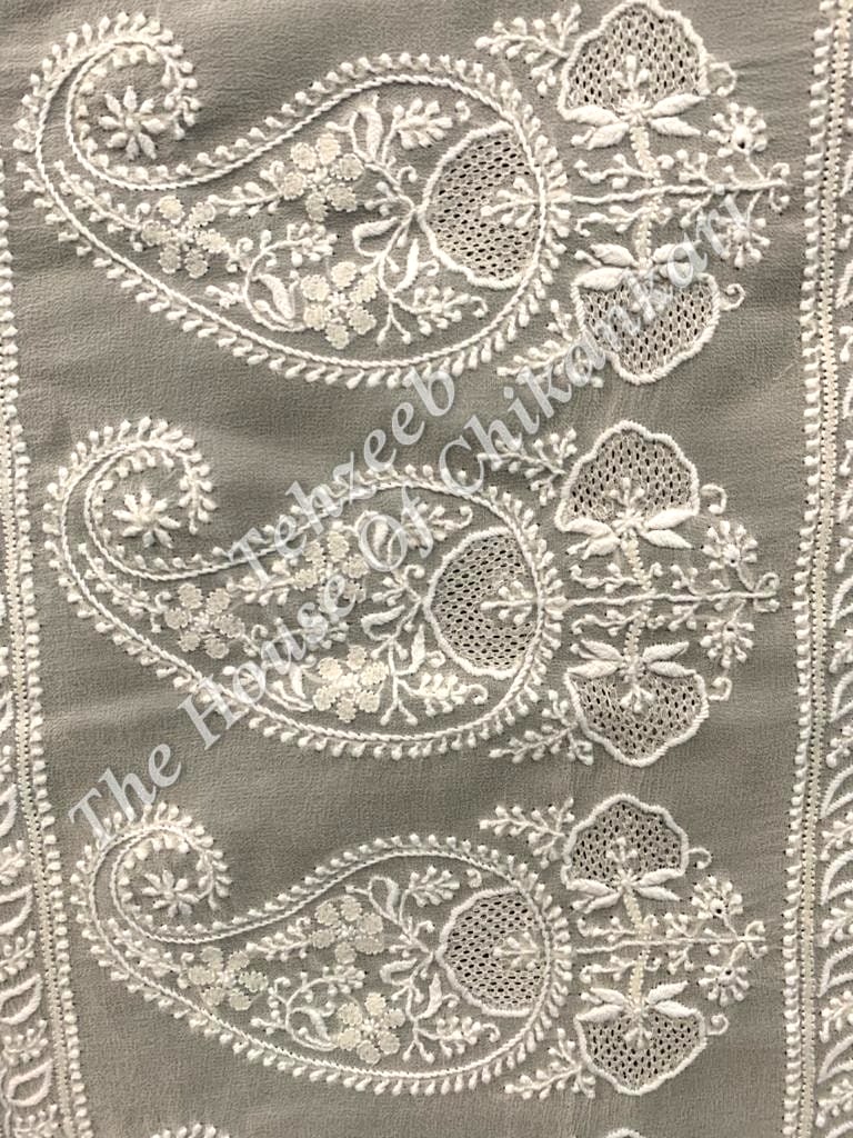 EK Taar - Rose ( Gulab-kaari) Chikankari Saree, detail 4