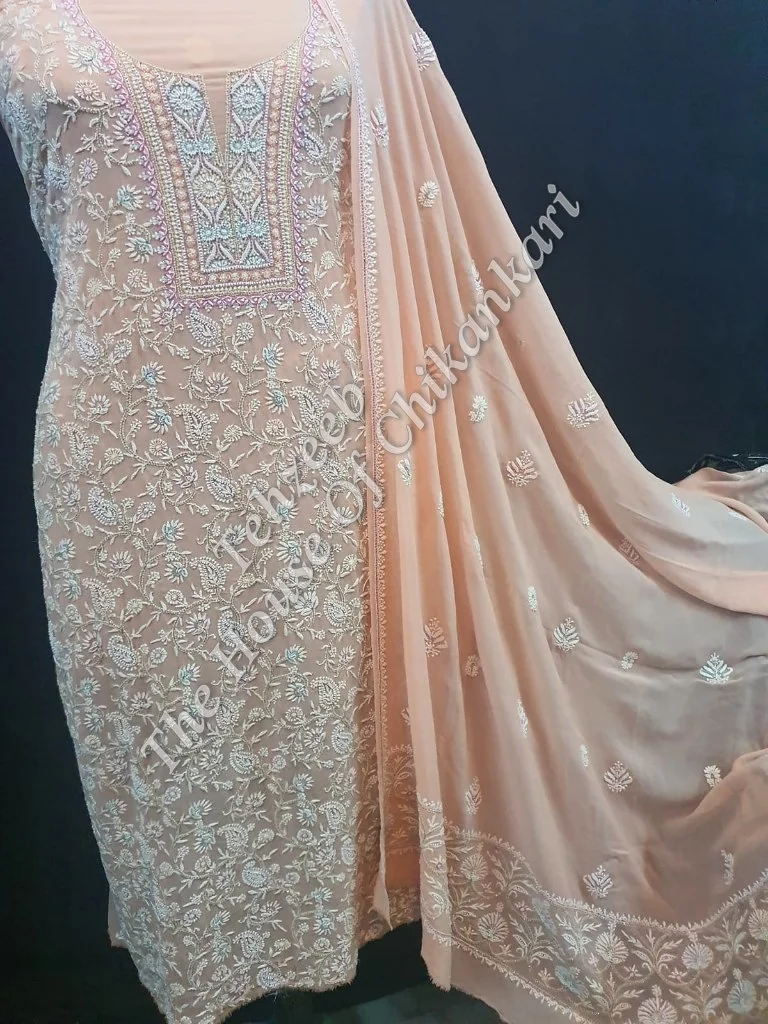 Embellished Lucknowi Chikankari Suit, detail 2