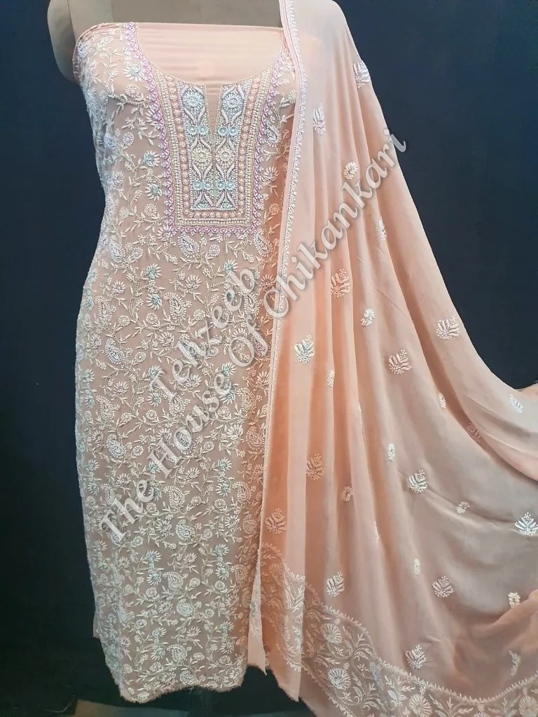 Embellished Lucknowi Chikankari Suit, detail 3