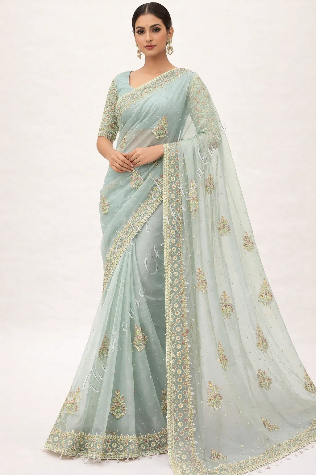 Exquisite Organza Silk EK Taar Chikankari Saree