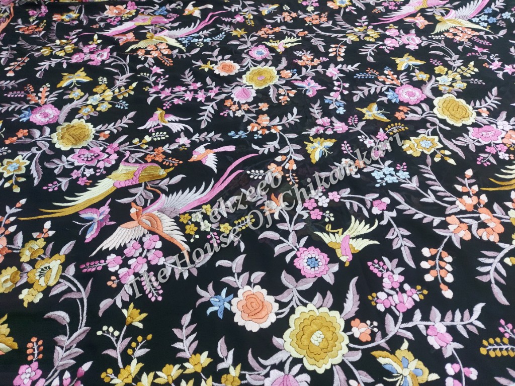 Firdaus - Parsi Gara Hand Embroidered Saree, detail 2