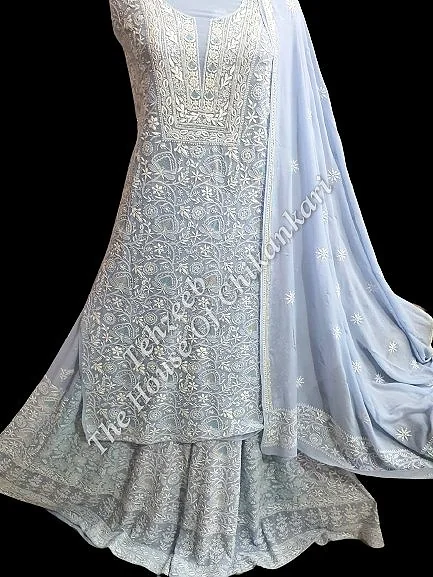Gul - Timeless Classic Lucknowi Chikankari Taar Suit, Powder Blue