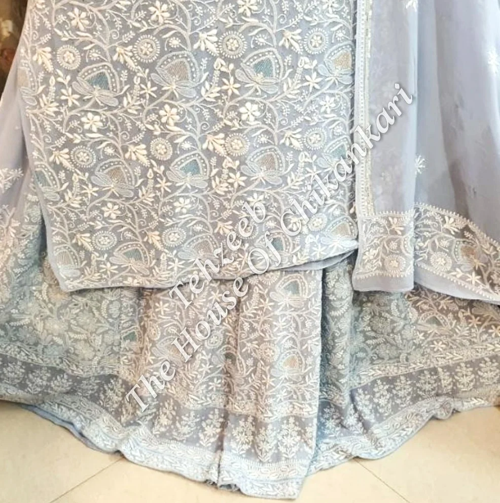 Gul - Timeless Classic Lucknowi Chikankari Taar Suit, Powder Blue, detail 2