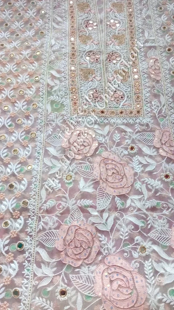 Gulabkaari - Organza Silk Ek Taar Chikankari Suit
