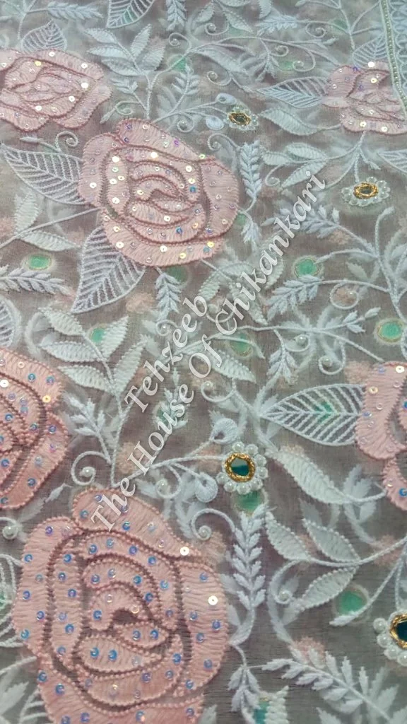 Gulabkaari - Organza Silk Ek Taar Chikankari Suit, detail 2