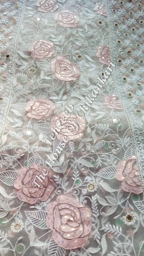 Gulabkaari - Organza Silk Ek Taar Chikankari Suit, detail 3
