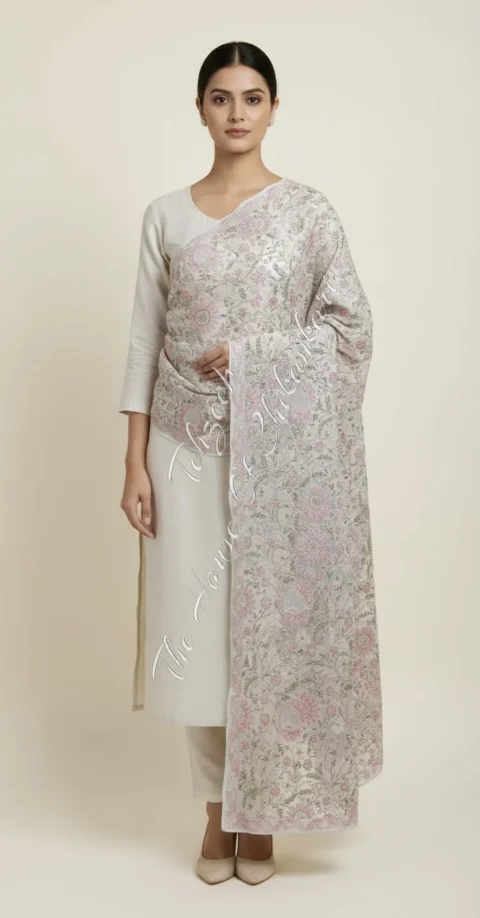 Gulshan - Ek Taar Chikankari Dupatta with Haath Jaali