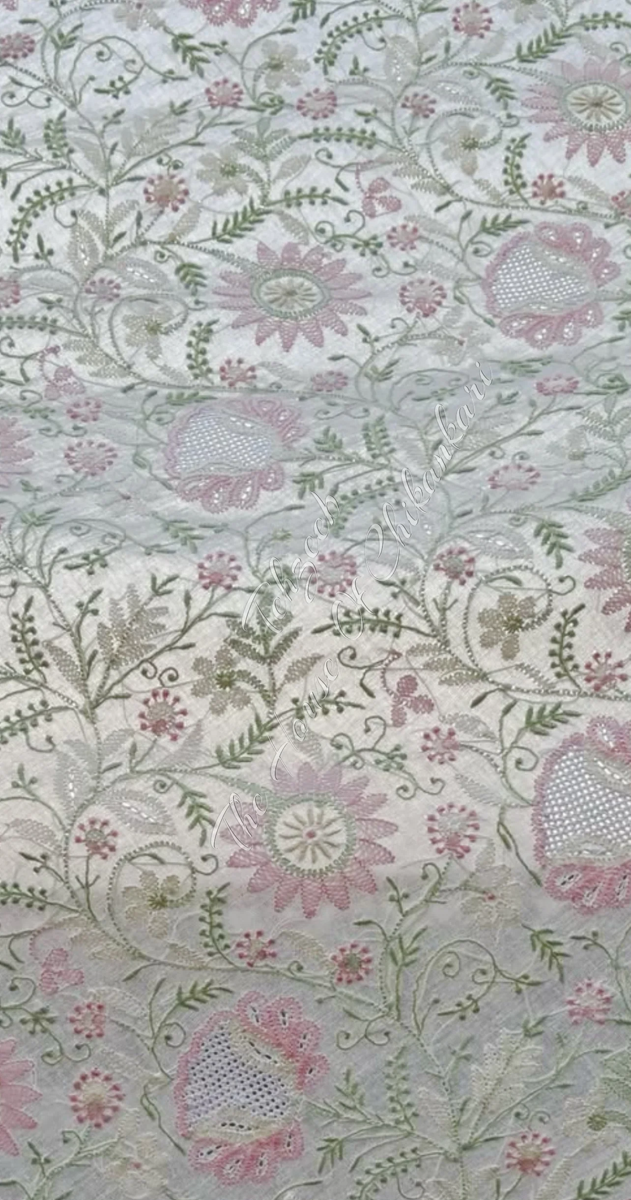 Gulshan - Ek Taar Chikankari Dupatta with Haath Jaali, detail 3